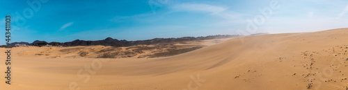Beautiful Panorama landscape Tottori Sand Dunes  Tottori Sakyu   located near the city of Tottori in Tottori Prefecture  in sunny day. They form the large dune system over 2.4 km in Sanin area  Japan