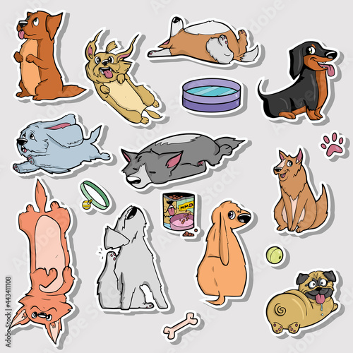 Set of weekly or daily planner and diaries vector flat illustration. Cute sticker template decorated with cartoon image. Signs, symbols, objects for scheduler or organizer. Vector illustration