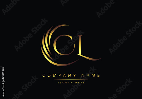 alphabet letters CL monogram logo, gold color elegant classical