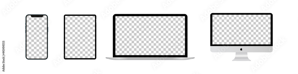 Set mockup computer, laptop, tablet, smartphone. Realistic isolated ...