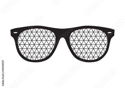 Black sunglasses on white background. Doodle style. Hand drawn eyeglass.