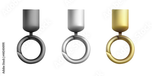 A set 4 of carabiners for a bag strap. 3d vector illustration