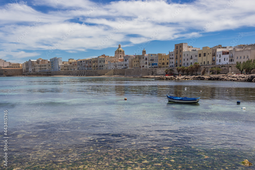 Obraz premium View on Tramontana Walls, historic remains of Trapani, capital city of Trapani region on Sicily Island, Italy