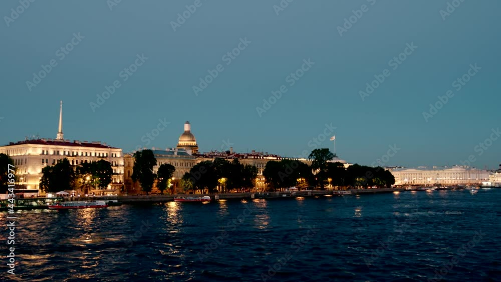 Embankment of the Neva river in the Night - St. Petersburg, Russia Embankment of the Neva river in the Night - St. Petersburg, Russia