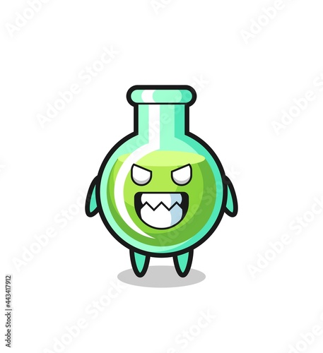evil expression of the lab beakers cute mascot character