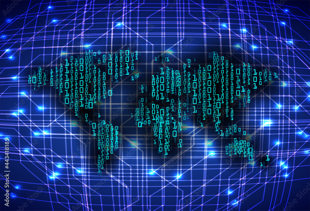 world binary circuit board future technology, blue hud cyber security concept background world binary circuit board future technology, blue hud cyber security concept background