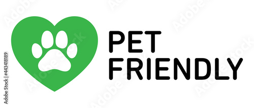 Pet friendly round vector icon badge logo