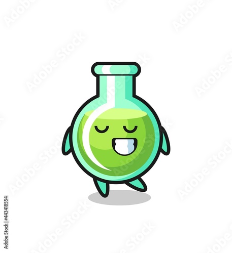 lab beakers cartoon illustration with a shy expression
