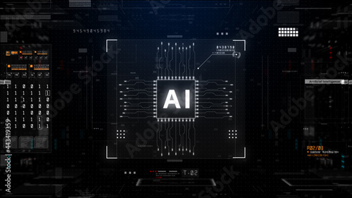 Artificial Intelligence AI. Future Technology Concept Visualization. Big Data Transmission Connection. Technology Digital data Network Abstract Background.