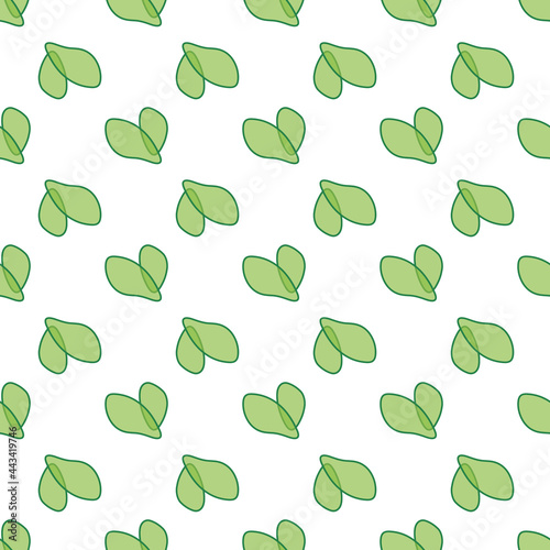 Heart shaped leaves seamless pattern. Vector cute leaves on white background for design and fashion prints. Horizontal or diagonal layout.