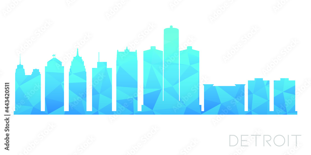 Detroit, MI, USA Low Poly Skyline Clip Art City Design. Geometric Polygon Graphic Horizon Icon. Vector Illustration Symbol.
