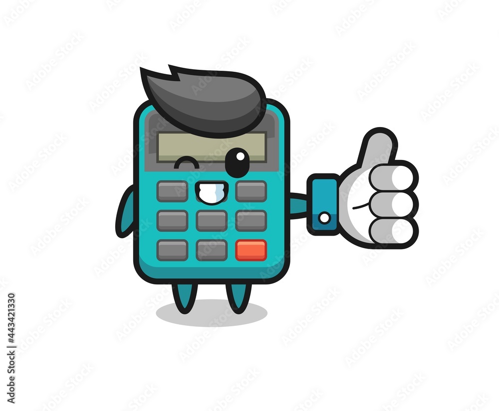 cute calculator with social media thumbs up symbol Stock Vector | Adobe  Stock