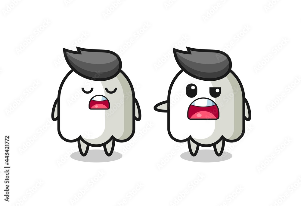 illustration of the argue between two cute ghost characters