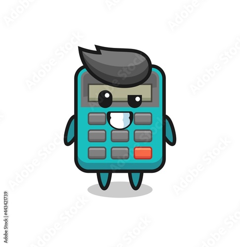 cute calculator mascot with an optimistic face