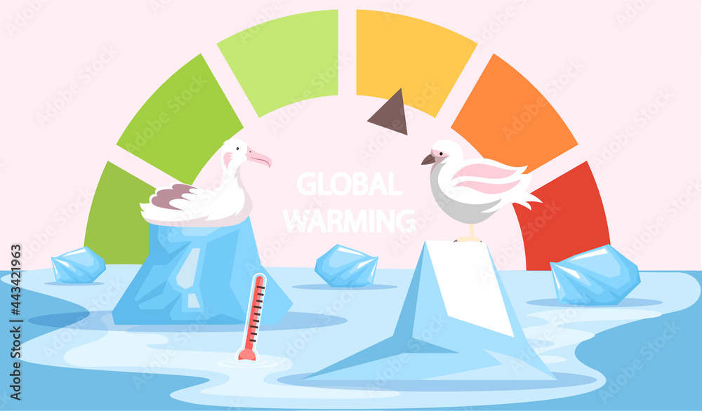 Scale with indicator of global warming on Earth. Earth