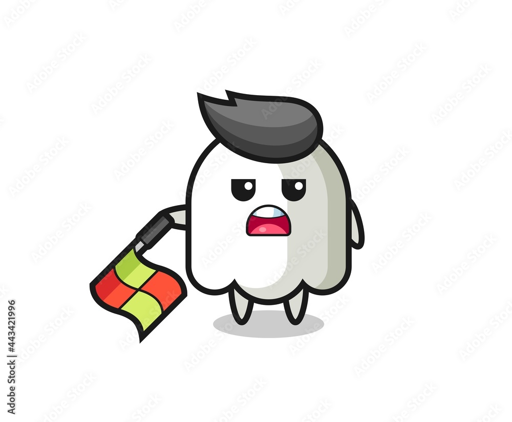 ghost character as line judge hold the flag down at a 45 degree angle ghost character as line judge hold the flag down at a 45 degree angle