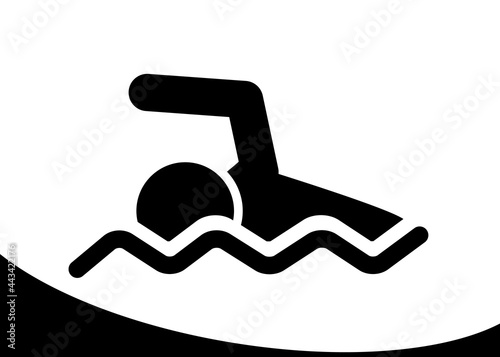 Silhouette of a man in the water. Water sports. Sports swimming. Vector