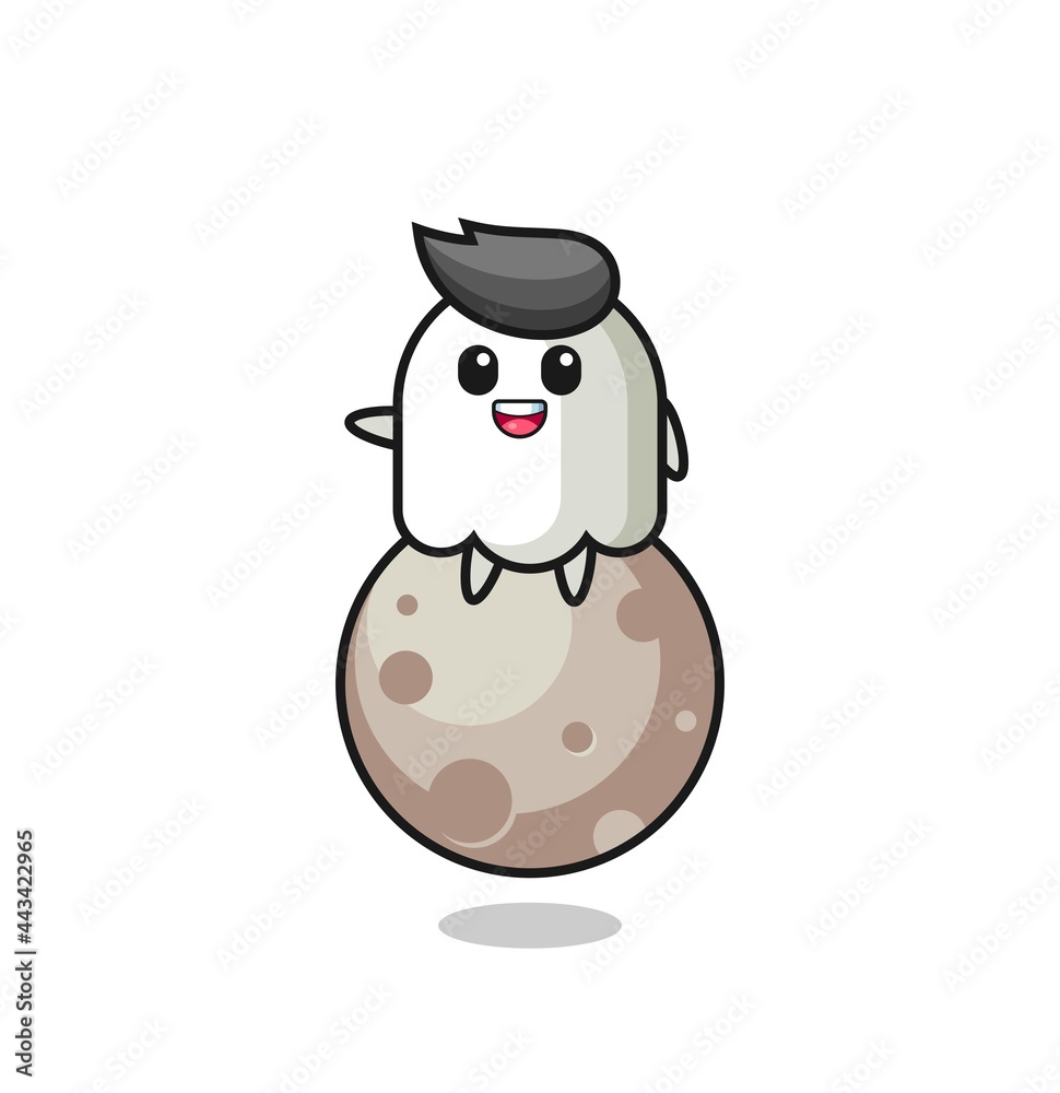 illustration of ghost cartoon sitting on the moon illustration of ghost cartoon sitting on the moon