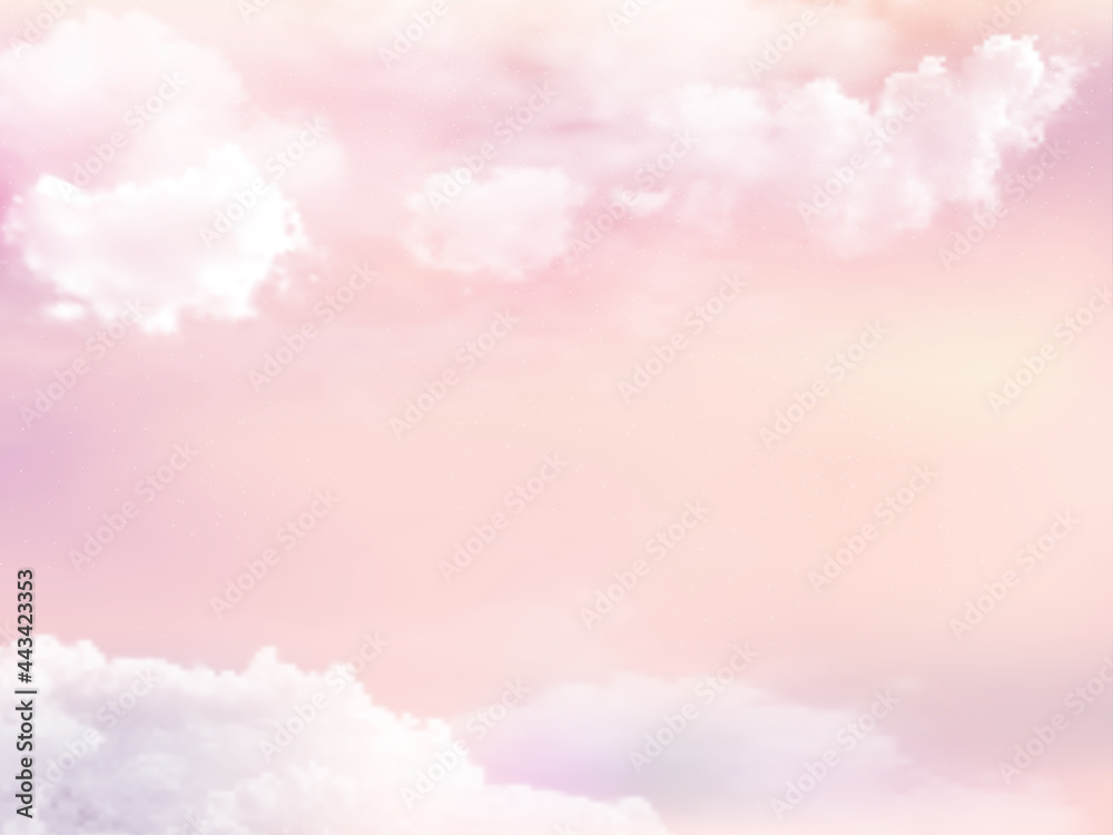 Pink sky and white cloud detail in background with copy space. Sugar