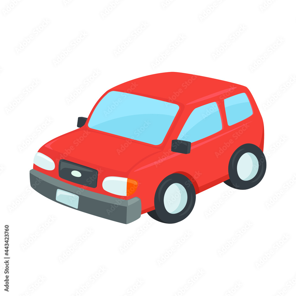 Red Car Sign Emoji Icon Illustration. Vehicle Transport Vector Symbol Emoticon Design Clip Art Sign Comic Style.