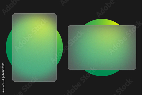 Photo carousel template. Social media concept. Glassmorphism style. Vector illustration. Realistic glass morphism effect with set of transparent glass plates.