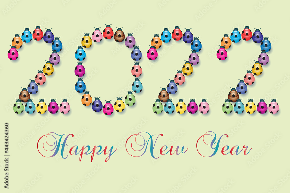 Many ladybugs form the number two thousandaventidure to wish happy new year Many ladybugs form the number two thousandaventidure to wish happy new year