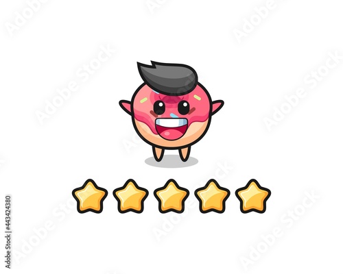 the illustration of customer best rating, doughnut cute character with 5 stars © heriyusuf