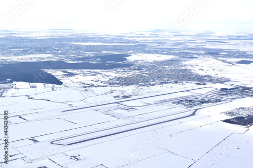 aerial view from airline plane - Romania in winter	