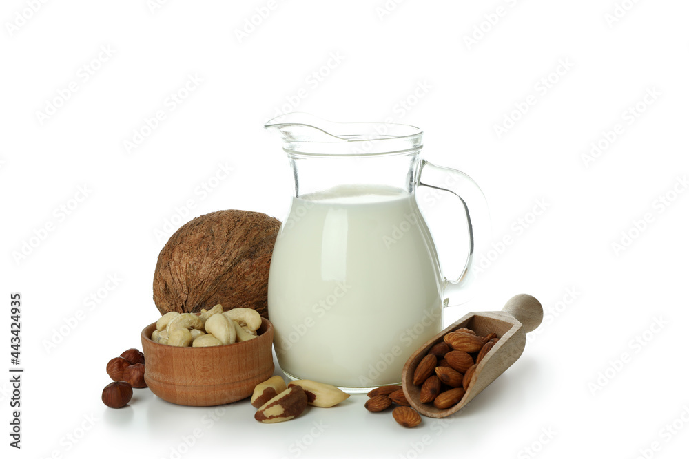 Concept of vegan milk isolated on white background Concept of vegan milk isolated on white background