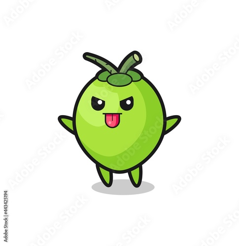 naughty coconut character in mocking pose