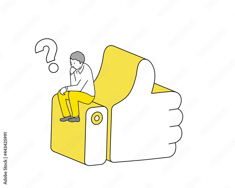 いいねの手と悩む男性のイラスト 黄色とグレー ベクター Stock Vector Adobe Stock いいねの手と悩む男性のイラスト 黄色とグレー ベクター Stock Vector Adobe Stock
