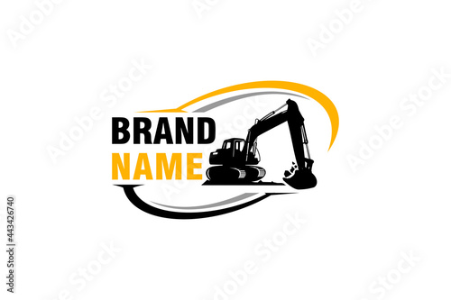 Excavator logo template vector. Heavy equipment logo vector for construction company. Creative excavator illustration for logo template.