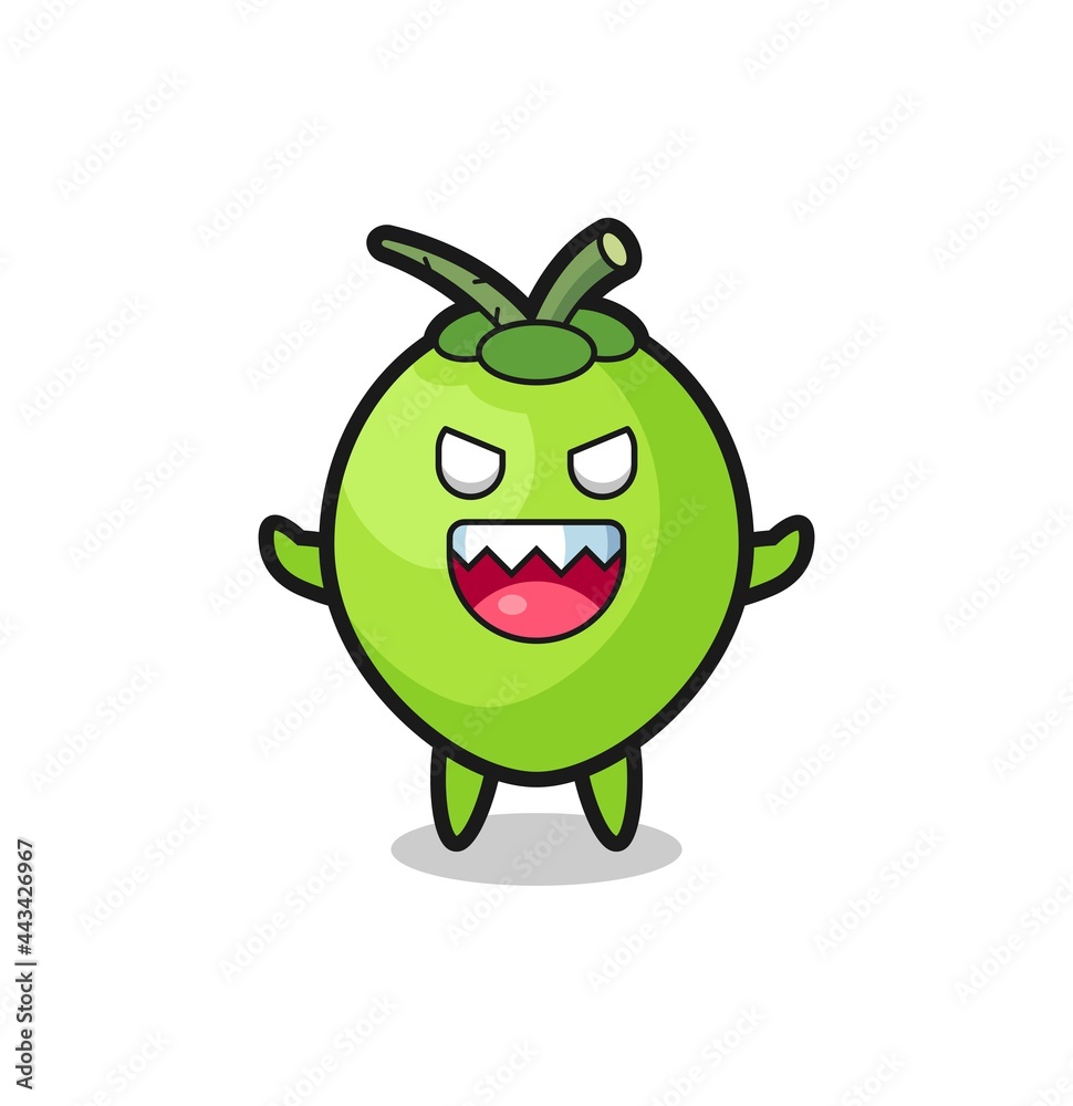 illustration of evil coconut mascot character illustration of evil coconut mascot character