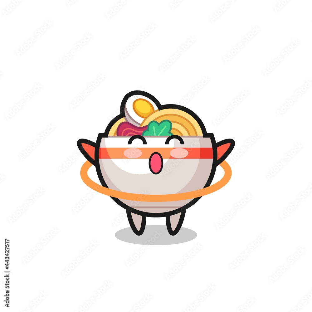 cute noodle bowl cartoon is playing hula hoop cute noodle bowl cartoon is playing hula hoop