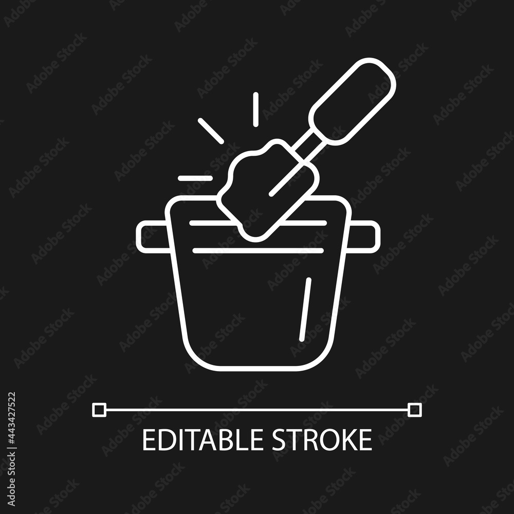 Coffee knock box white linear icon for dark theme. Container for