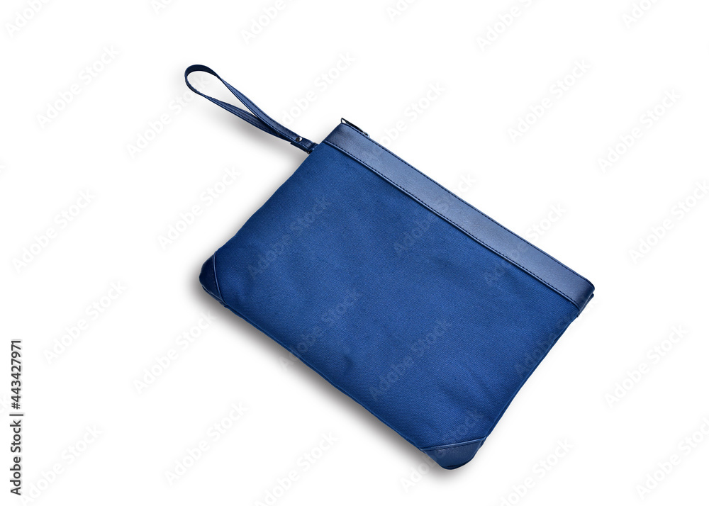 Blue wallet bag isolated on white background. This has clipping path. Blue wallet bag isolated on white background. This has clipping path.