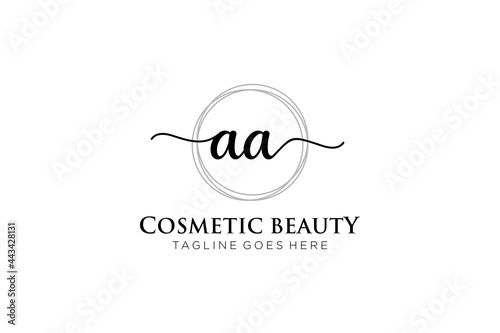 initial AA Feminine logo beauty monogram and elegant logo design, handwriting logo of initial signature, wedding, fashion, floral and botanical with creative template.