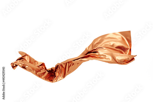 Abstract flying fabric. Wavy shiny cloth. 3d rendering.