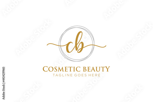 initial CB Feminine logo beauty monogram and elegant logo design, handwriting logo of initial signature, wedding, fashion, floral and botanical with creative template.