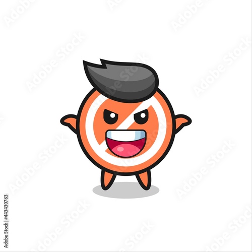 the illustration of cute stop sign doing scare gesture