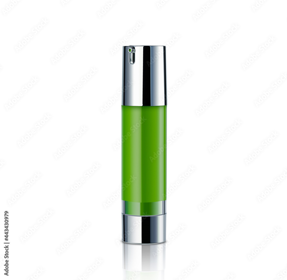 White cosmetic bottle. Blank cosmetic pump. Cosmetic dispenser bottle isolated on white background White cosmetic bottle. Blank cosmetic pump. Cosmetic dispenser bottle isolated on white background