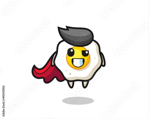 the cute fried egg character as a flying superhero © heriyusuf