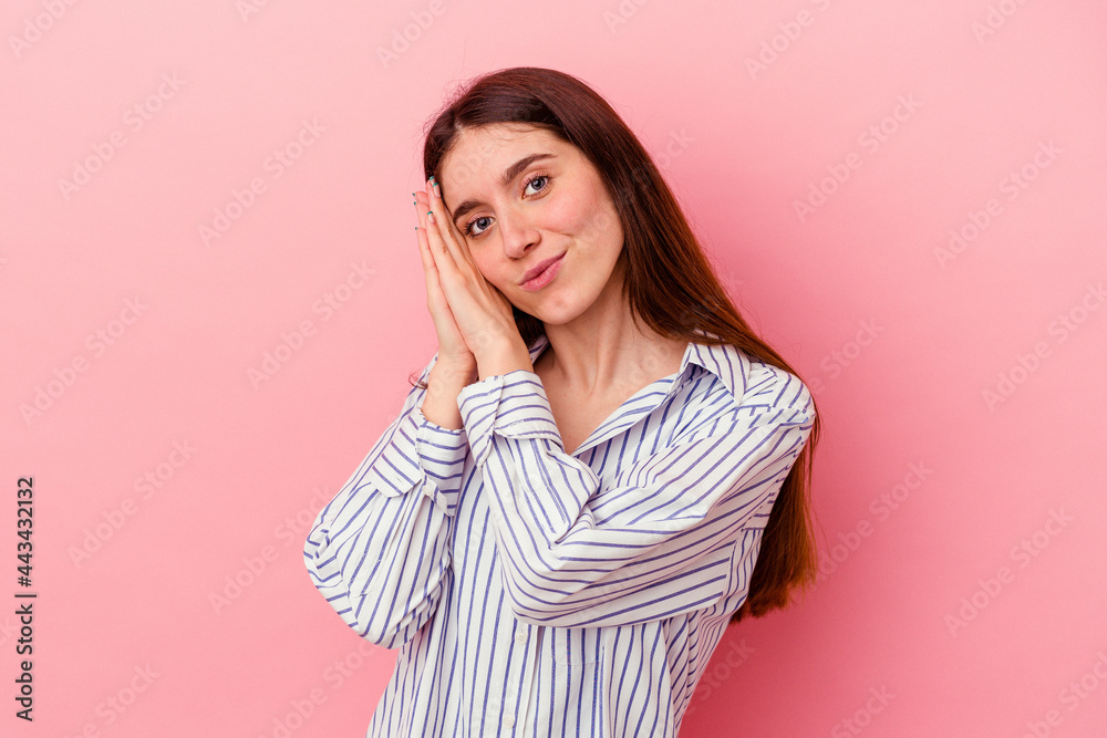 yawning showing a tired gesture covering mouth with hand. yawning showing a tired gesture covering mouth with hand.