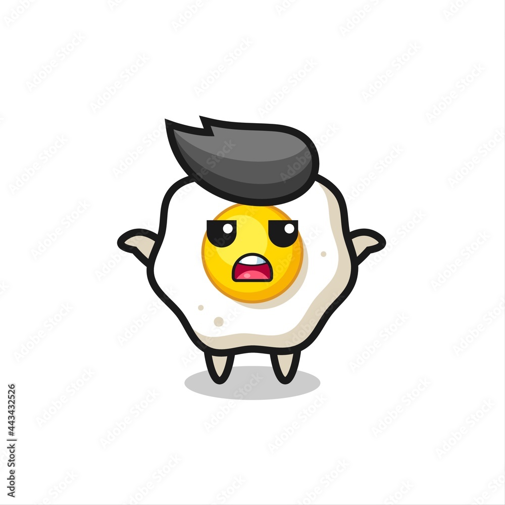 fried egg mascot character saying I do not know fried egg mascot character saying I do not know