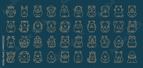 Animals Icon Set. Cartoon Animal Icon. Icon design. Template elements
