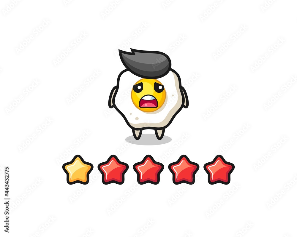 the illustration of customer bad rating, fried egg cute character with 1 star the illustration of customer bad rating, fried egg cute character with 1 star