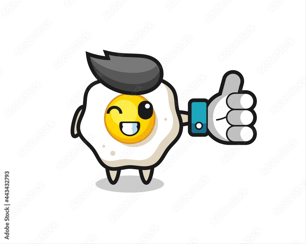 cute fried egg with social media thumbs up symbol