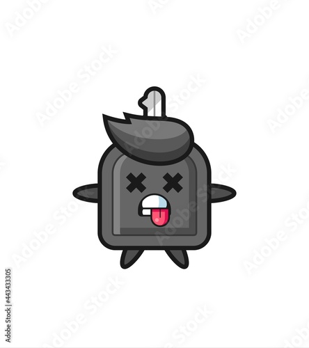 character of the cute car key with dead pose