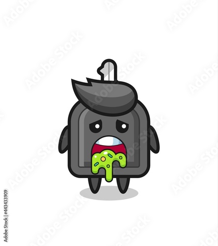 the cute car key character with puke