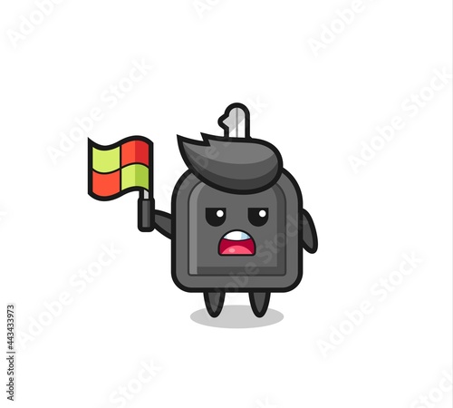 car key character as line judge putting the flag up